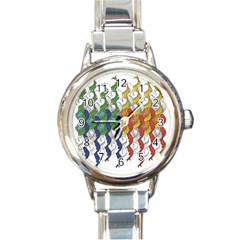 Rainbow Fish Round Italian Charm Watch