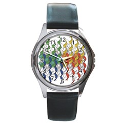 Rainbow Fish Round Metal Watch