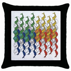 Rainbow Fish Throw Pillow Case (black) by Mariart