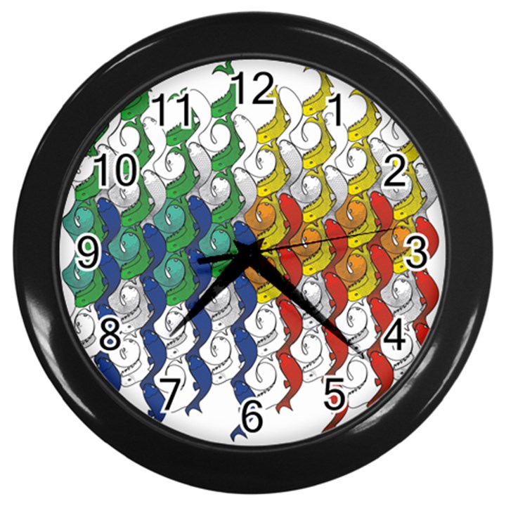 Rainbow Fish Wall Clocks (Black)