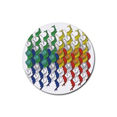 Rainbow Fish Rubber Coaster (round)  by Mariart