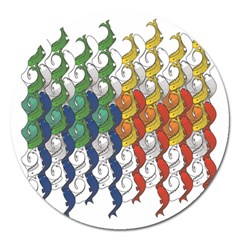 Rainbow Fish Magnet 5  (round) by Mariart