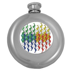 Rainbow Fish Round Hip Flask (5 Oz) by Mariart