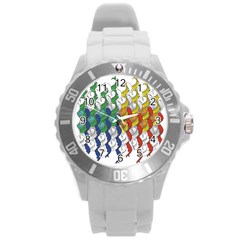 Rainbow Fish Round Plastic Sport Watch (l) by Mariart