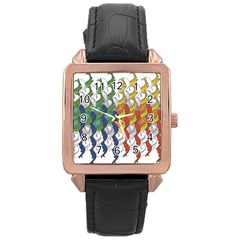 Rainbow Fish Rose Gold Leather Watch  by Mariart