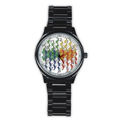 Rainbow Fish Stainless Steel Round Watch by Mariart