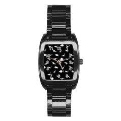 Dinosaurs Pattern Stainless Steel Barrel Watch