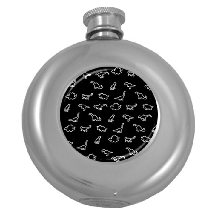 Dinosaurs pattern Round Hip Flask (5 oz)