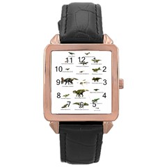 Dinosaurs Names Rose Gold Leather Watch  by Valentinaart