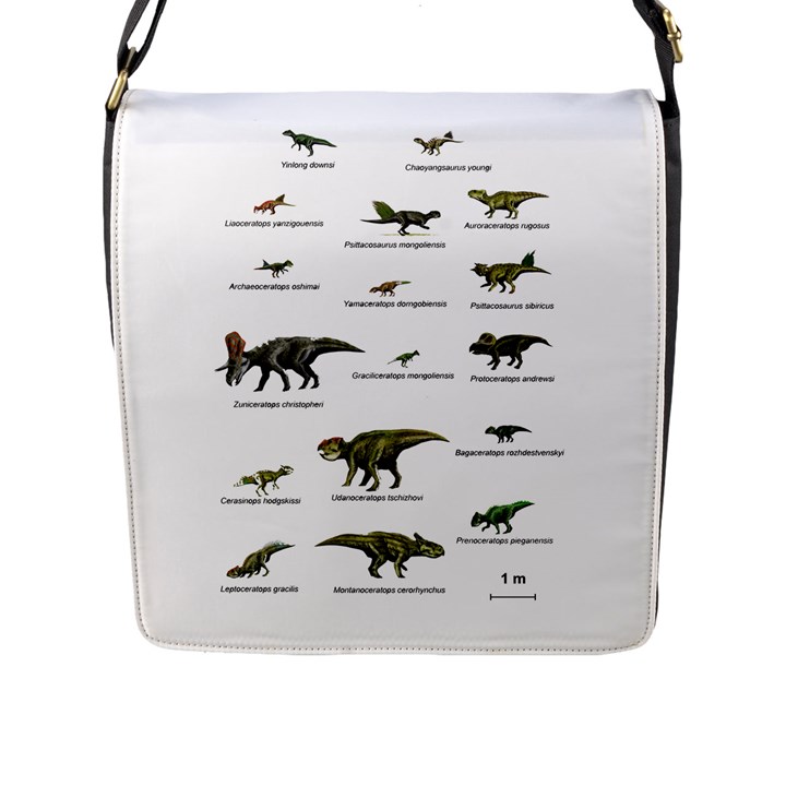 Dinosaurs names Flap Messenger Bag (L) 