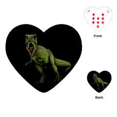 Dinosaurs T-rex Playing Cards (heart)  by Valentinaart