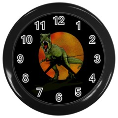 Dinosaurs T-rex Wall Clocks (black) by Valentinaart