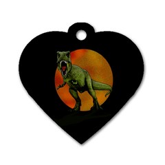 Dinosaurs T-rex Dog Tag Heart (two Sides) by Valentinaart