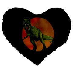 Dinosaurs T-rex Large 19  Premium Flano Heart Shape Cushions by Valentinaart