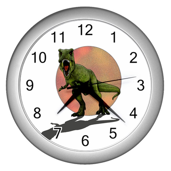 Dinosaurs T-Rex Wall Clocks (Silver) 