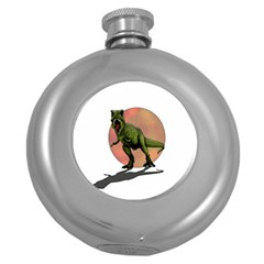 Dinosaurs T-rex Round Hip Flask (5 Oz) by Valentinaart