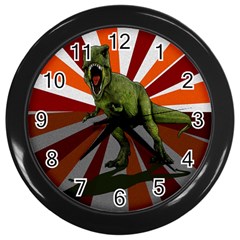 Dinosaurs T-rex Wall Clocks (black) by Valentinaart