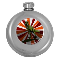 Dinosaurs T-rex Round Hip Flask (5 Oz) by Valentinaart