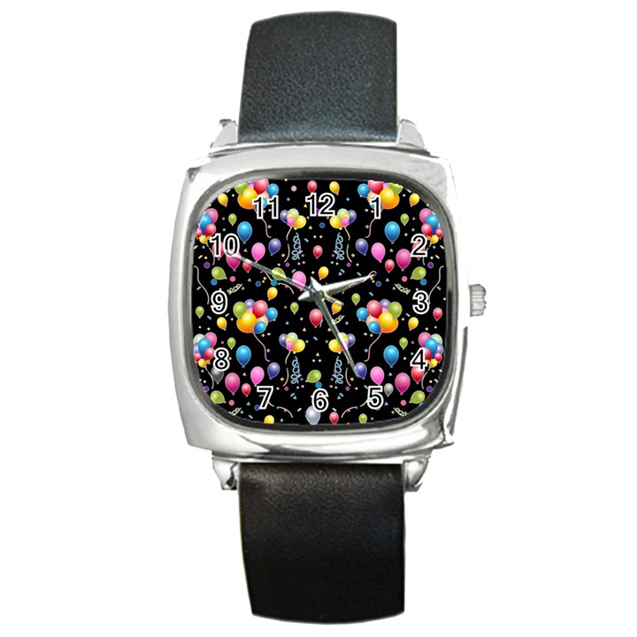 Balloons   Square Metal Watch