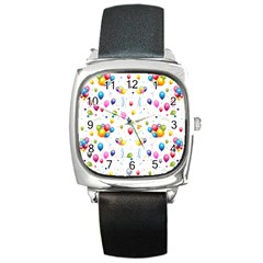 Balloons   Square Metal Watch by Valentinaart