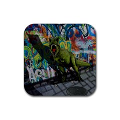 Urban T-rex Rubber Coaster (square)  by Valentinaart