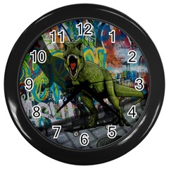 Urban T-rex Wall Clocks (black) by Valentinaart