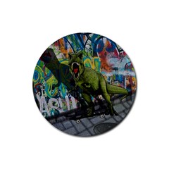 Urban T-rex Rubber Coaster (round)  by Valentinaart