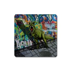 Urban T-rex Square Magnet by Valentinaart