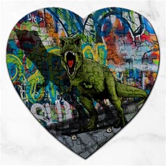 Urban T-rex Jigsaw Puzzle (heart) by Valentinaart