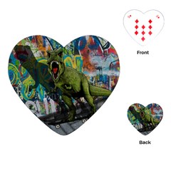 Urban T-rex Playing Cards (heart)  by Valentinaart