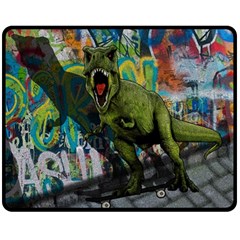 Urban T-rex Fleece Blanket (medium)  by Valentinaart