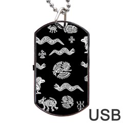 Aztecs Pattern Dog Tag Usb Flash (two Sides) by Valentinaart