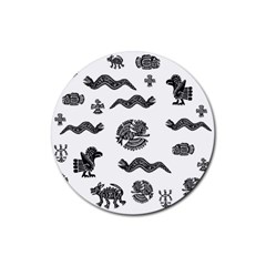 Aztecs Pattern Rubber Coaster (round)  by Valentinaart