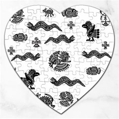 Aztecs Pattern Jigsaw Puzzle (heart) by Valentinaart