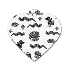 Aztecs Pattern Dog Tag Heart (one Side) by Valentinaart