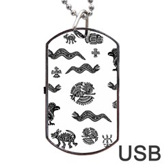 Aztecs Pattern Dog Tag Usb Flash (two Sides) by Valentinaart