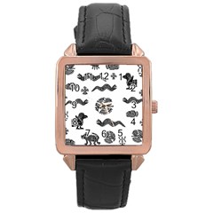 Aztecs Pattern Rose Gold Leather Watch  by Valentinaart