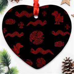 Aztecs Pattern Heart Ornament (two Sides) by Valentinaart