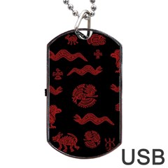 Aztecs Pattern Dog Tag Usb Flash (one Side) by Valentinaart