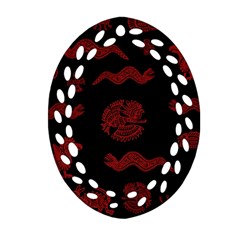 Aztecs Pattern Oval Filigree Ornament (two Sides) by Valentinaart