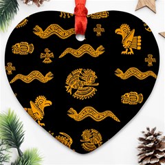 Aztecs Pattern Heart Ornament (two Sides) by Valentinaart