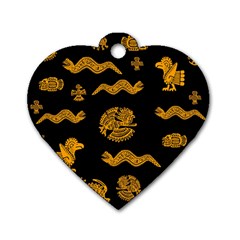 Aztecs Pattern Dog Tag Heart (one Side) by Valentinaart