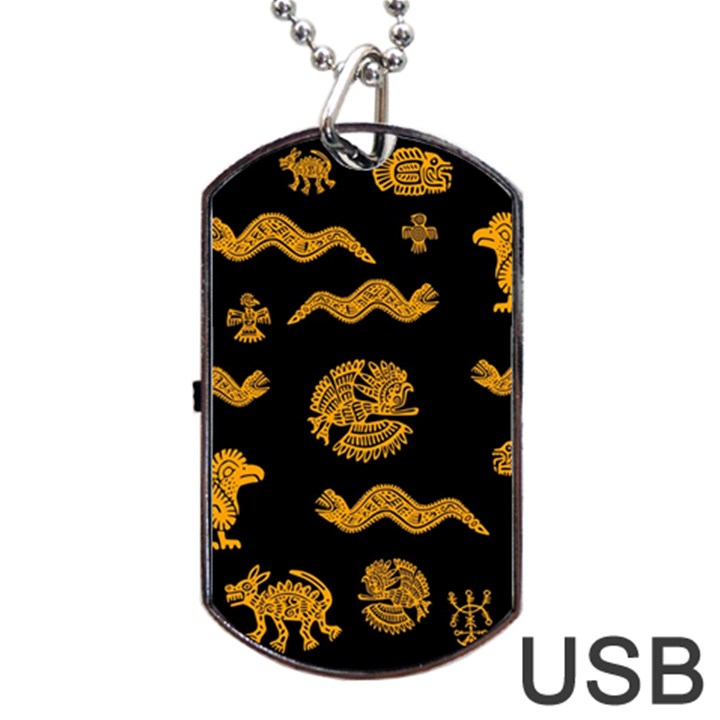 Aztecs pattern Dog Tag USB Flash (Two Sides)