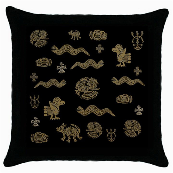 Aztecs pattern Throw Pillow Case (Black)