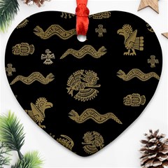 Aztecs Pattern Heart Ornament (two Sides) by Valentinaart