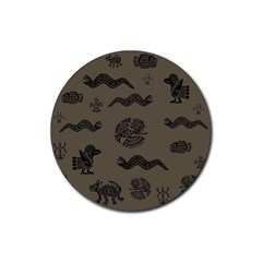 Aztecs Pattern Rubber Round Coaster (4 Pack)  by Valentinaart