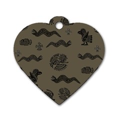 Aztecs Pattern Dog Tag Heart (one Side) by Valentinaart