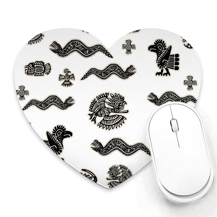 Aztecs pattern Heart Mousepads