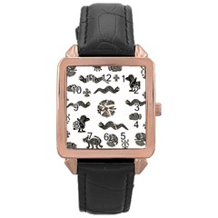 Aztecs pattern Rose Gold Leather Watch 