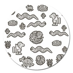 Aztecs Pattern Magnet 5  (round) by Valentinaart